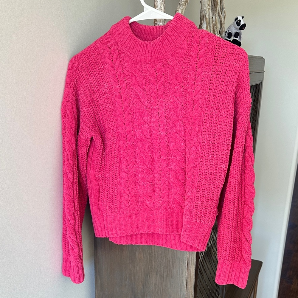 Abercrombie Kids Bright Pink Cable Knit Sweater